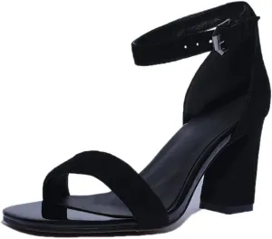Yawors Womens LC612 Formal Fashion Comfort Sheepskin Mid Block Heeled Sandals