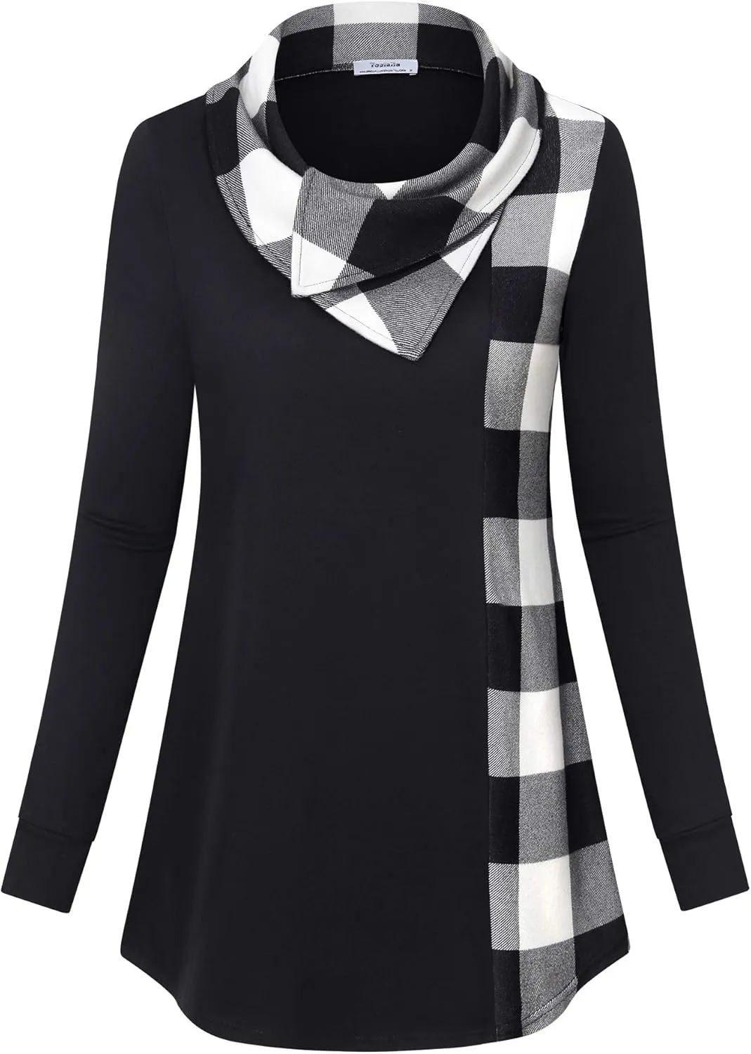 Youtalia Women's Long Sleeve Cowl Neck Tunic Color Block Pullover Sweatshirt