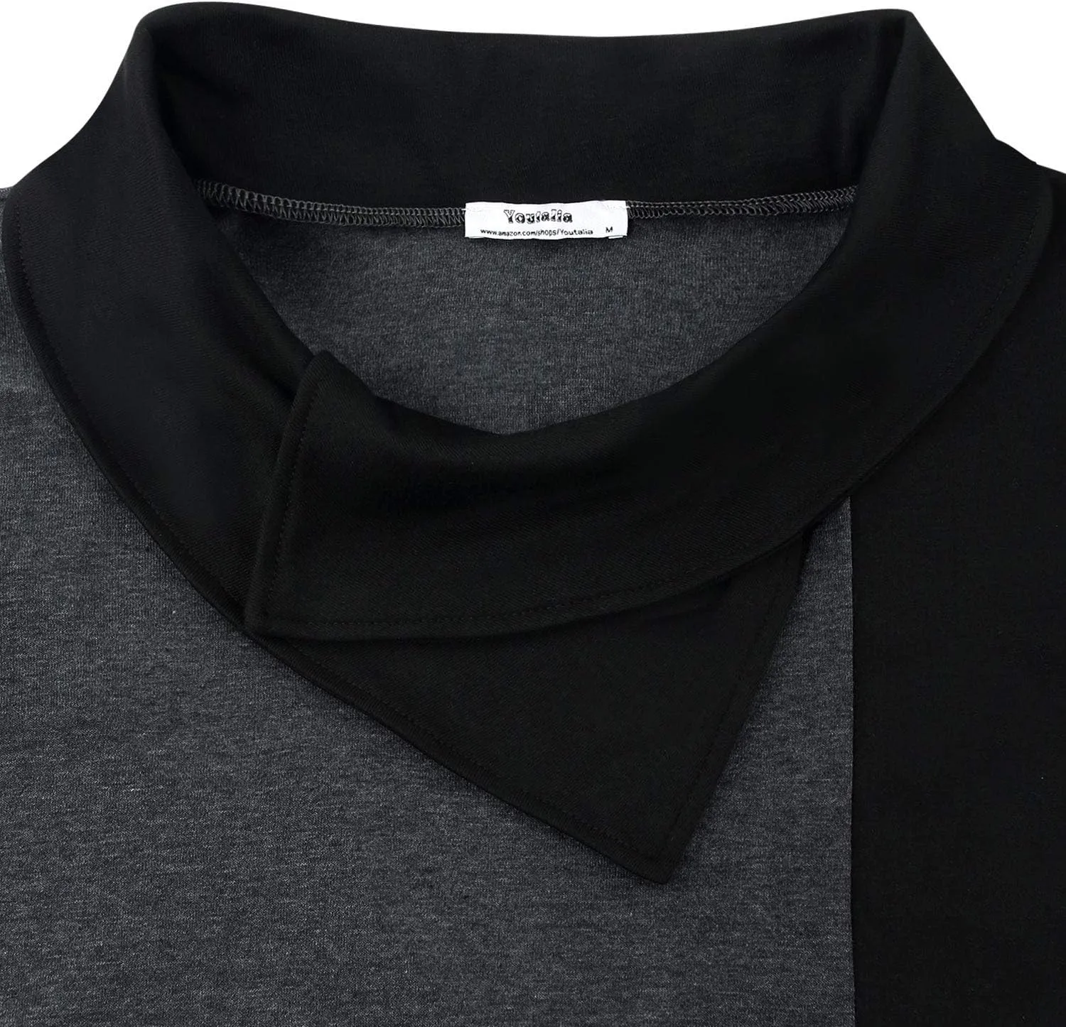 Youtalia Women's Long Sleeve Cowl Neck Tunic Color Block Pullover Sweatshirt