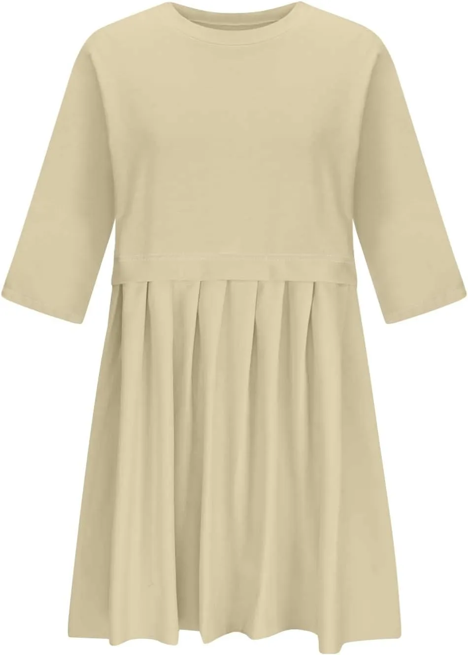 ZDRZK Women's Summer Dresses 3/4 Sleeve Crewneck Solid Color Casual Sundresses Loose Flowy Beach Mini Dress Trendy 2024