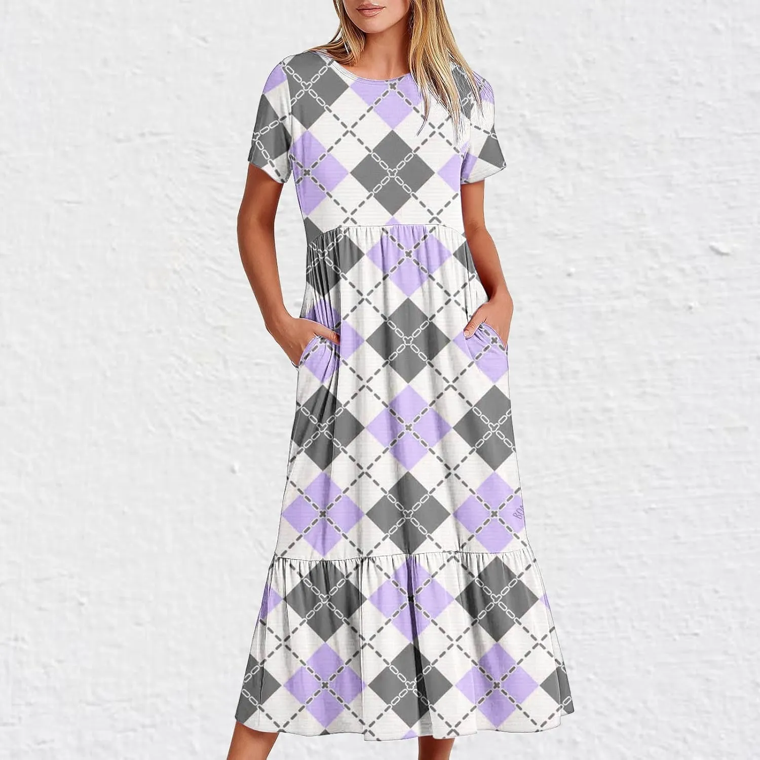 ZDRZK Womens Summer Dresses Cute Boho Floral Print Beach Long Maxi Dresses Flowy Casual Tshirt Sundresses with Pockets